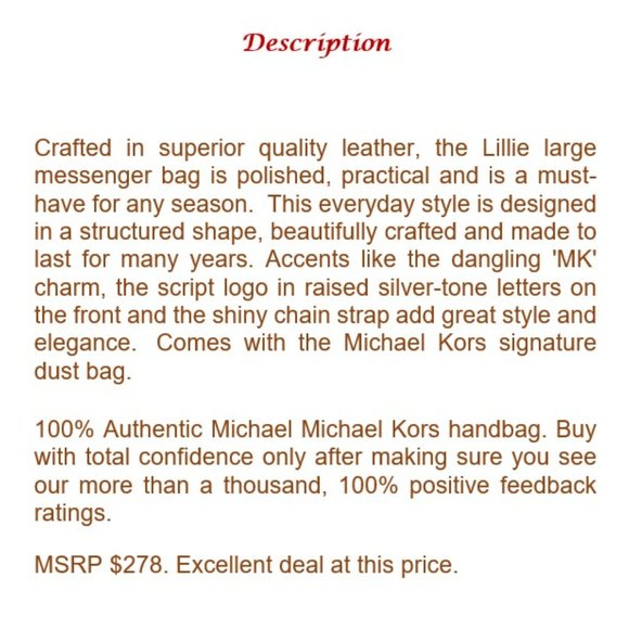 ⛔️SOLD⛔️ MICHAEL KORS Lillie Large Messenger Bag - Picture 14 of 15